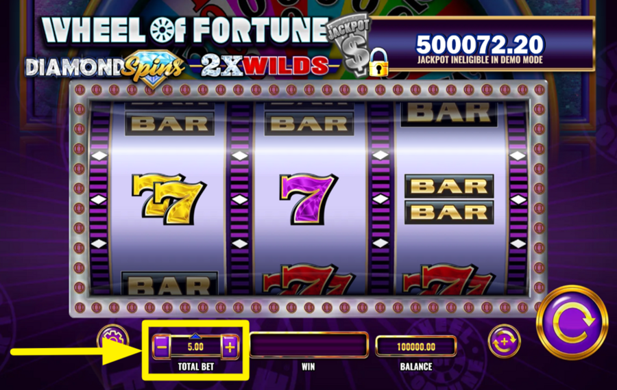 Wheel of Fortune Diamond Spins 2x Wilds SÉLECTIONNEZ VOTRE MONTANT DE PARI.