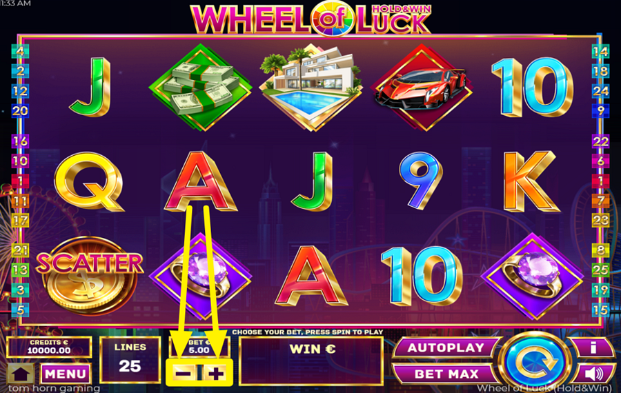 Wheel of Luck Hold and Win FESTLEGE EINEN EINSATZ.