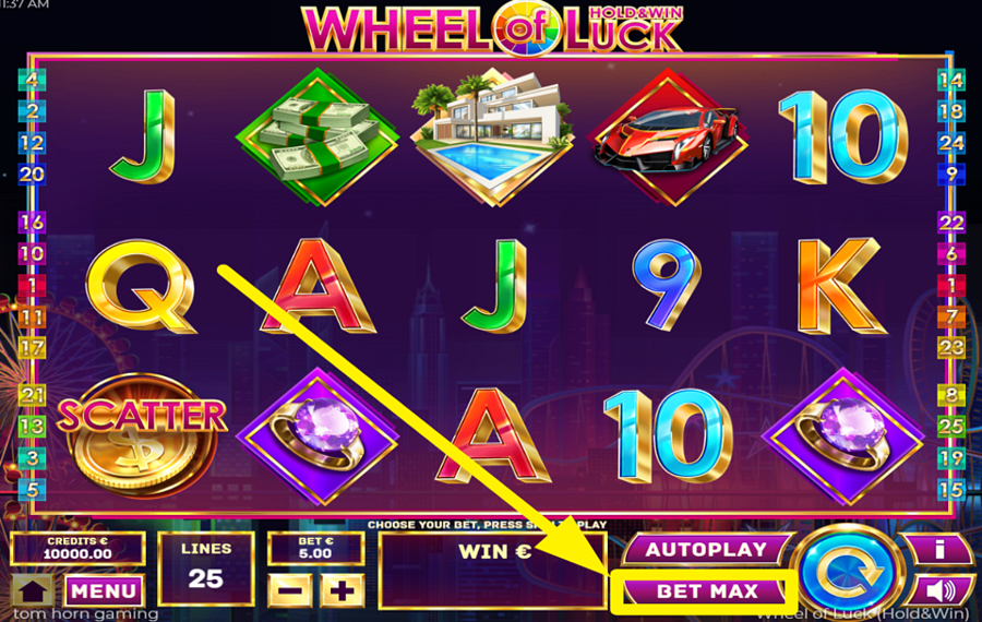 Wheel of Luck Hold and Win FESTLEGEN SIE DEN MAXIMALEN EINSATZBETRAG.