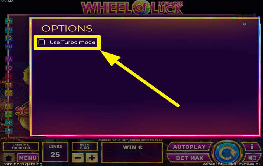 Wheel of Luck Hold and Win ERHÖHRE DAS GESCHWINDIGKEITSMOMENT.