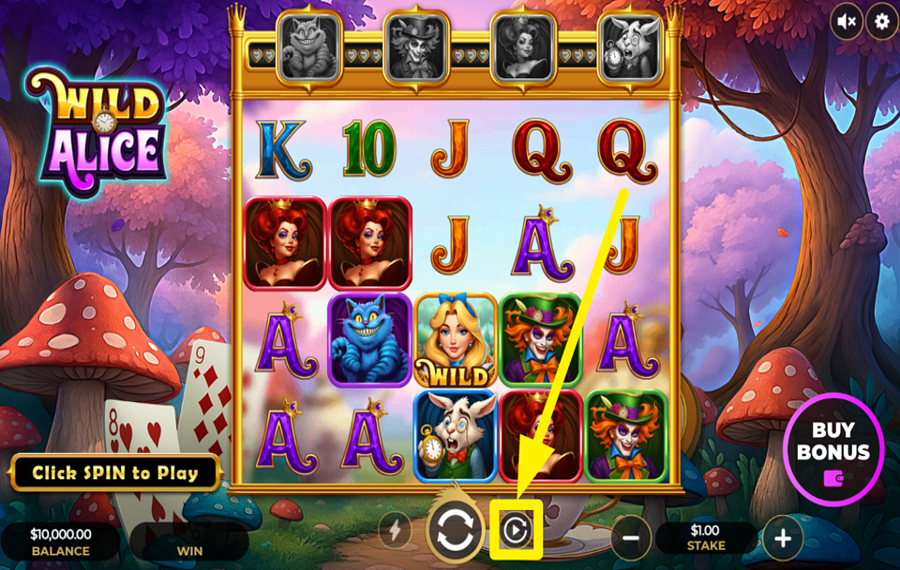Wild Alice USE AUTOMATED SPINS.