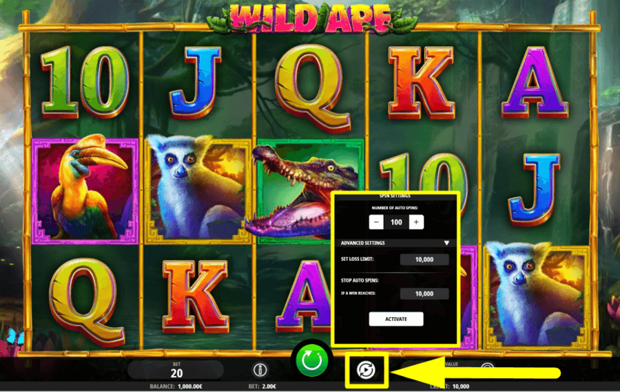 Wild Ape SELECT AUTOMATIC SPINS.