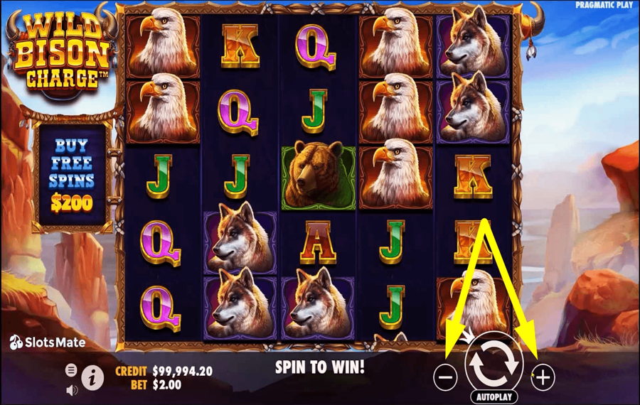 Wild Bison Charge Wählen Sie Ihren Einsatzbetrag. 