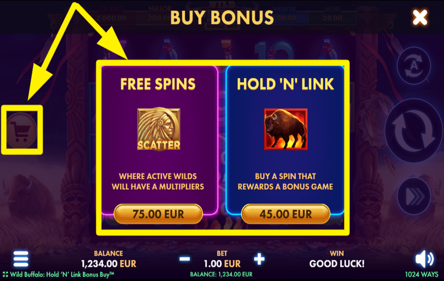 Wild Buffalo Hold n Link Bonus Buy PICK A BONUS PACKAGE.