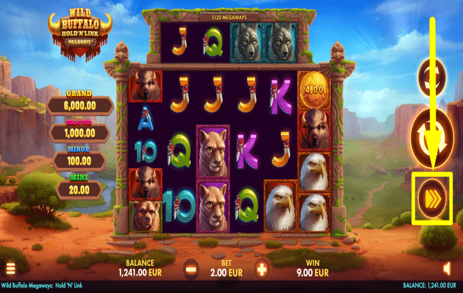 Wild Buffalo Megaways Hold N Link CONTROLLA LA VELOCITÀ DEL GIOCO.