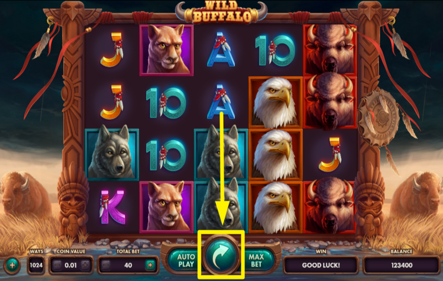 Wild Buffalo CLICK ON THE SPIN BUTTON.