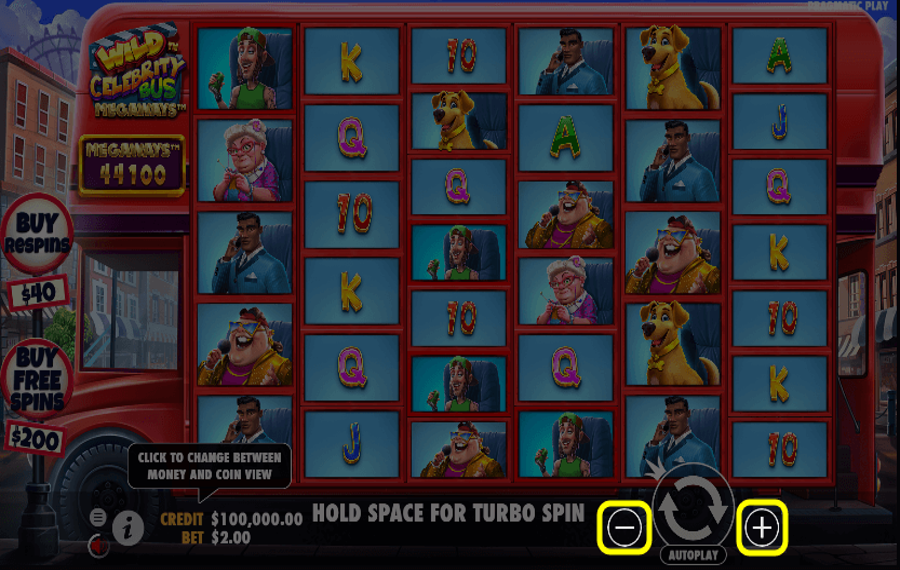 Wild Celebrity Bus Megaways Choose your bet