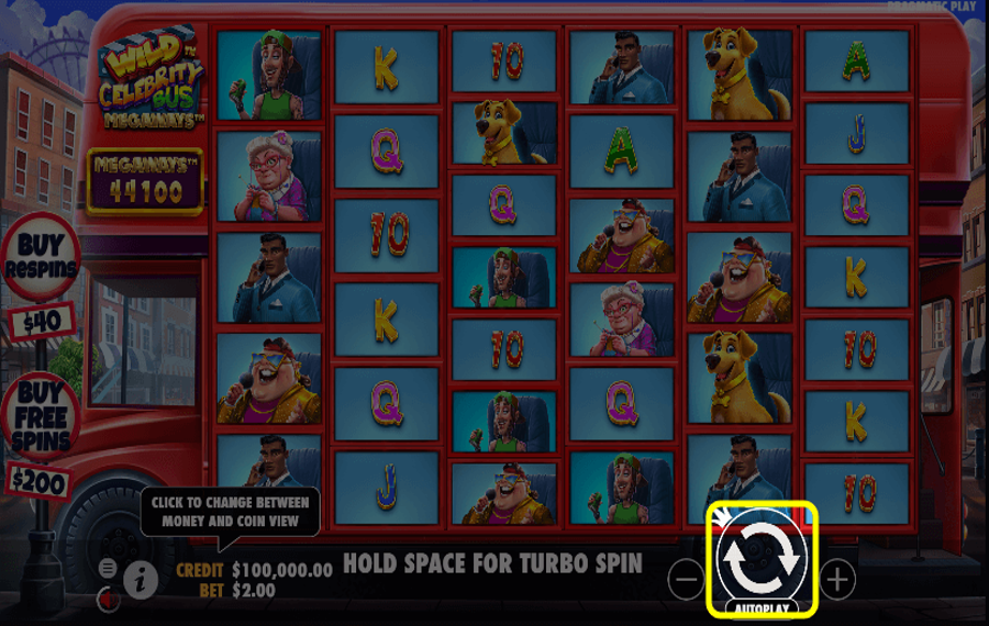 Wild Celebrity Bus Megaways Press the spin button