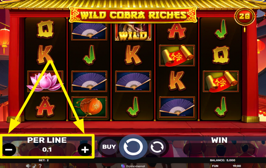 Wild Cobra Riches CUSTOMIZE YOUR WAGER PER LINE.