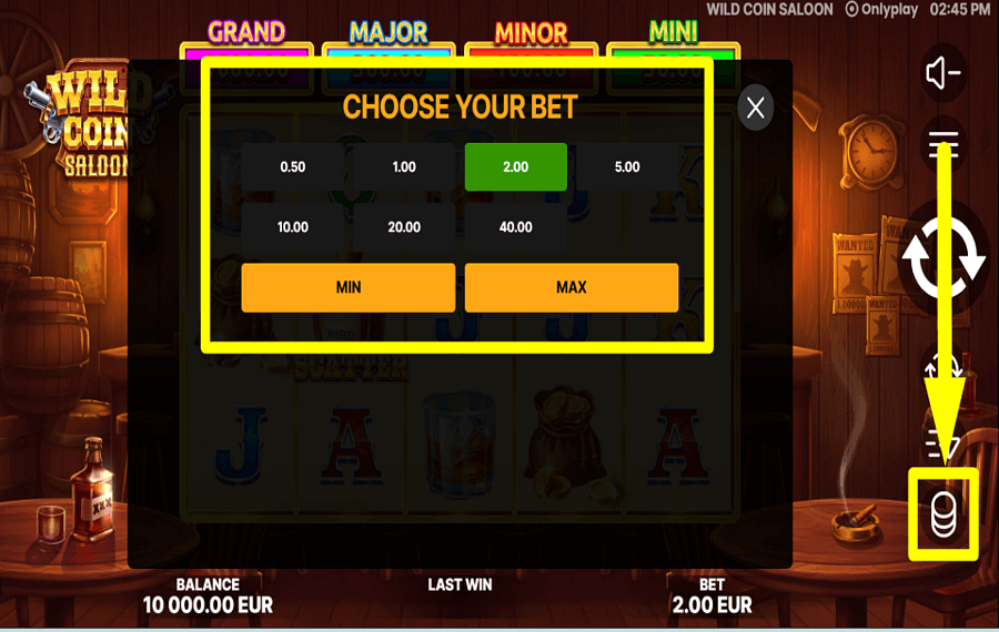 Wild Coin Saloon ВЫБЕРИТЕ СТАВКУ.