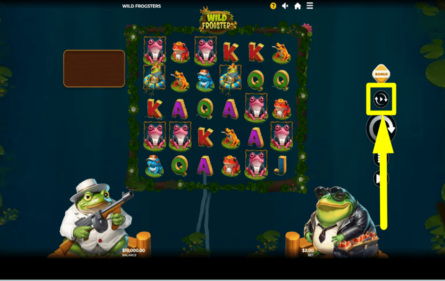 Wild Frogsters SPIN AUTOMATICALLY.