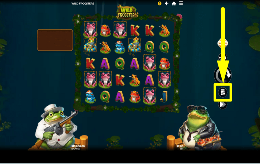 Wild Frogsters SELECT THE WAGER.