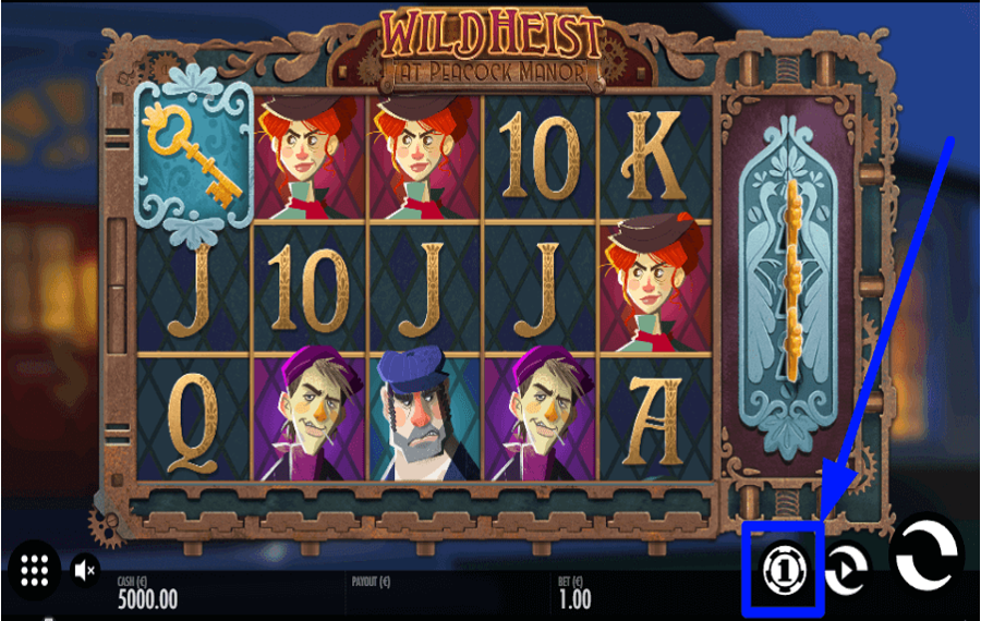 Wild Heist at Peacock Manor Scegli l'importo della tua scommessa.