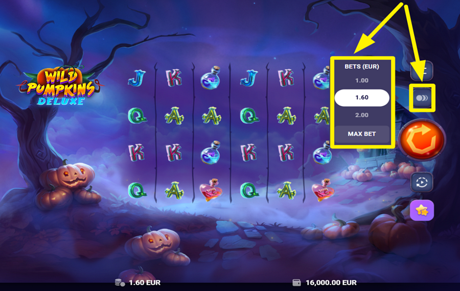 Wild Pumpkins Deluxe SELECT A BET AMOUNT.