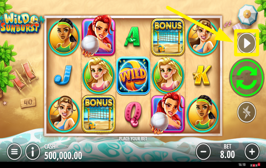 Wild Sunburst INITIATE AUTOMATIC PLAY.