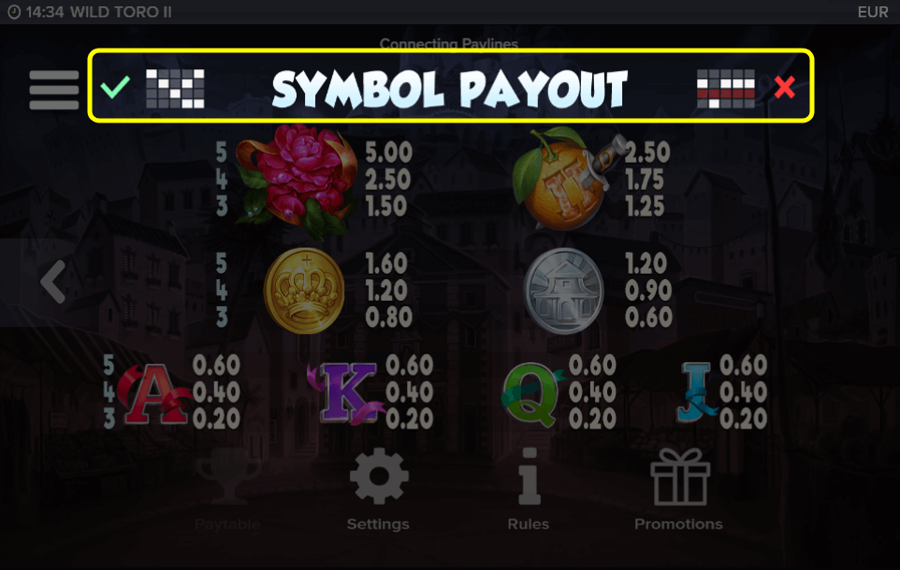 Wild Toro II Choose the number of paylines