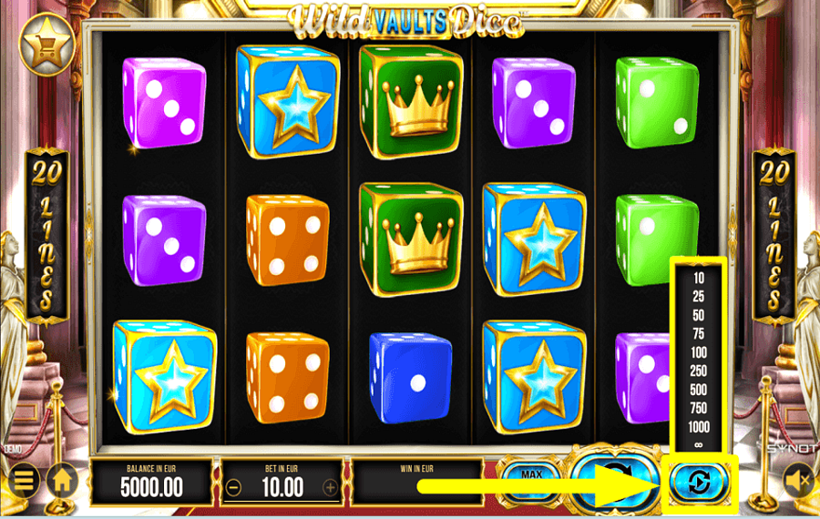 Wild Vaults Dice ACTIVER LA LECTURE AUTOMATIQUE.