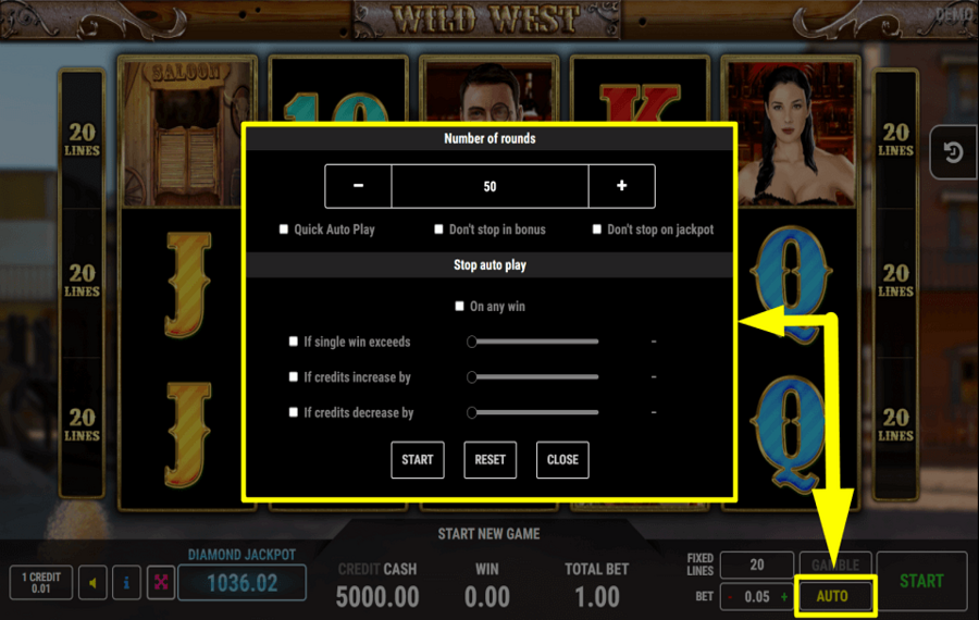 Wild West ACTIVEZ LA FONCTION DE LECTURE AUTOMATIQUE.