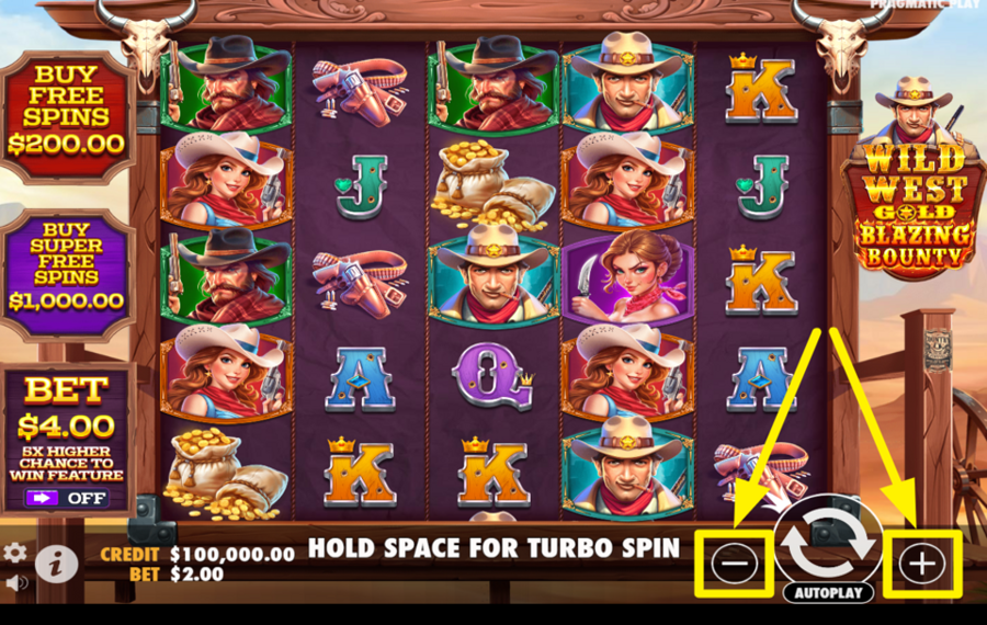 Wild West Gold Blazing Bounty MODIFIER LE MONTANT DE LA MISE.