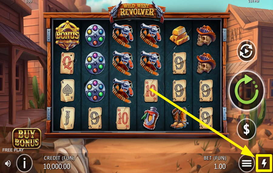 Wild West Revolver BESCHLEUNIGE DAS SPIEL.