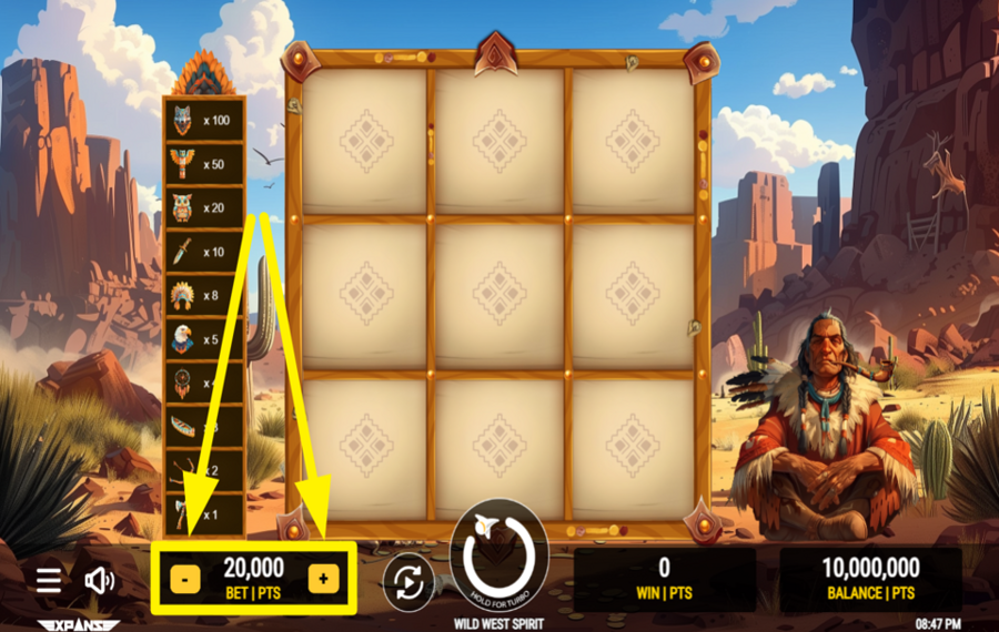 Wild West Spirit DÉFINISSEZ VOTRE ENJEU.