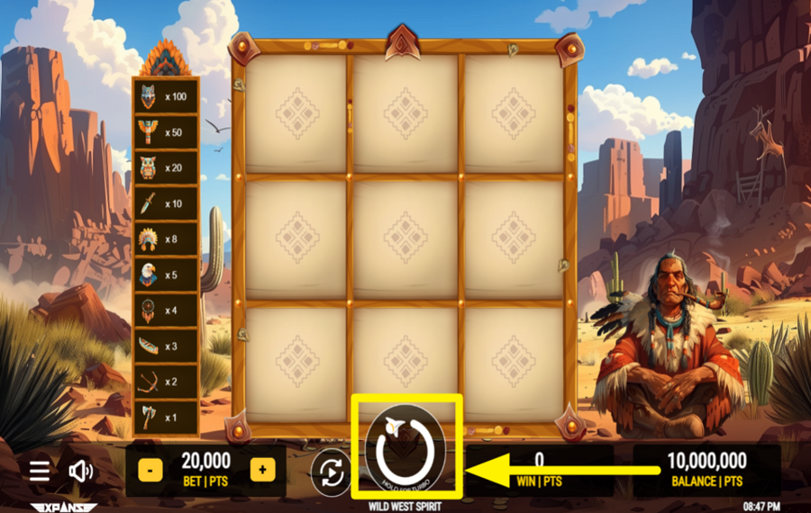 Wild West Spirit ACCÉLÉREZ LE GAMEPLAY.