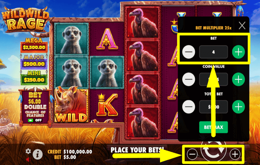 Wild Wild Rage ASSIGN A BET AMOUNT.