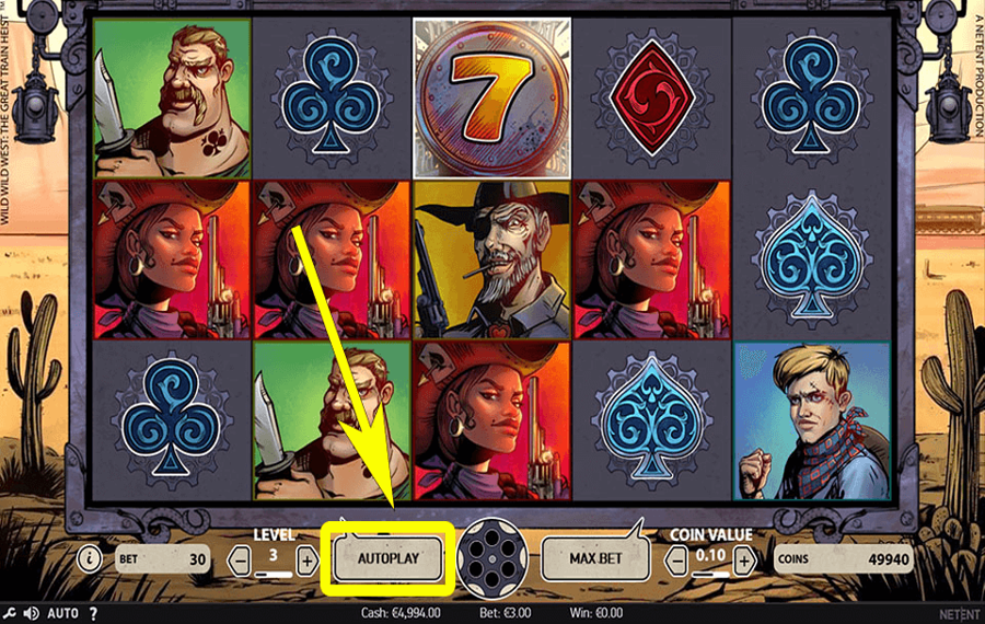 Wild Wild West The Great Train Heist Utilizzando la funzione opzionale "Riproduzione automatica".