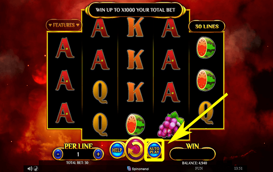 Wildfire Fruits Verwendung der optionalen „Autoplay“-Funktion.