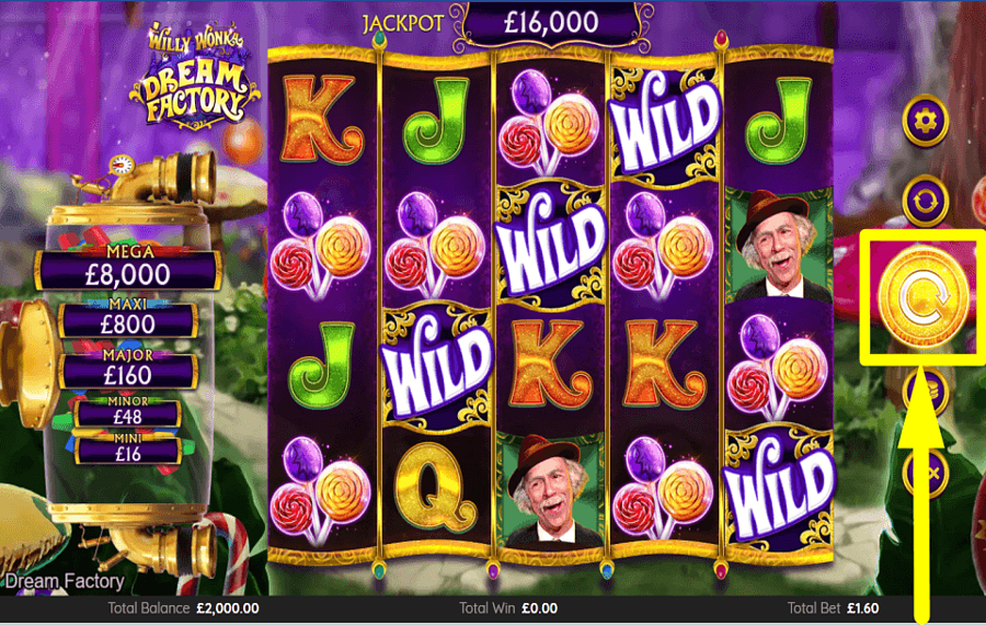 Willy Wonka Dream Factory НАЧНИТЕ ИГРАТЬ В АЗАРТНЫЕ ИГРЫ.