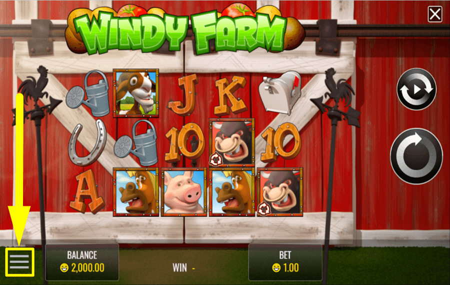 Windy Farm INSPECTEZ LE MENU DU JEU.