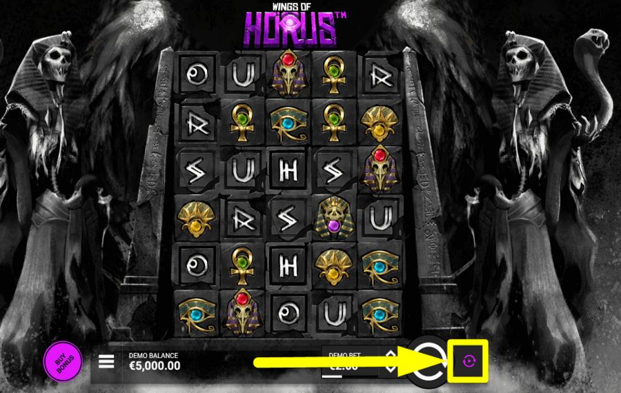 Wings of Horus START AUTOMATIC SPINS.