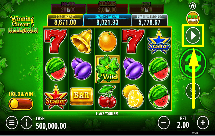 Winning Clover 5 Hold and Win USAR LA REPRODUCCIÓN AUTOMÁTICA.