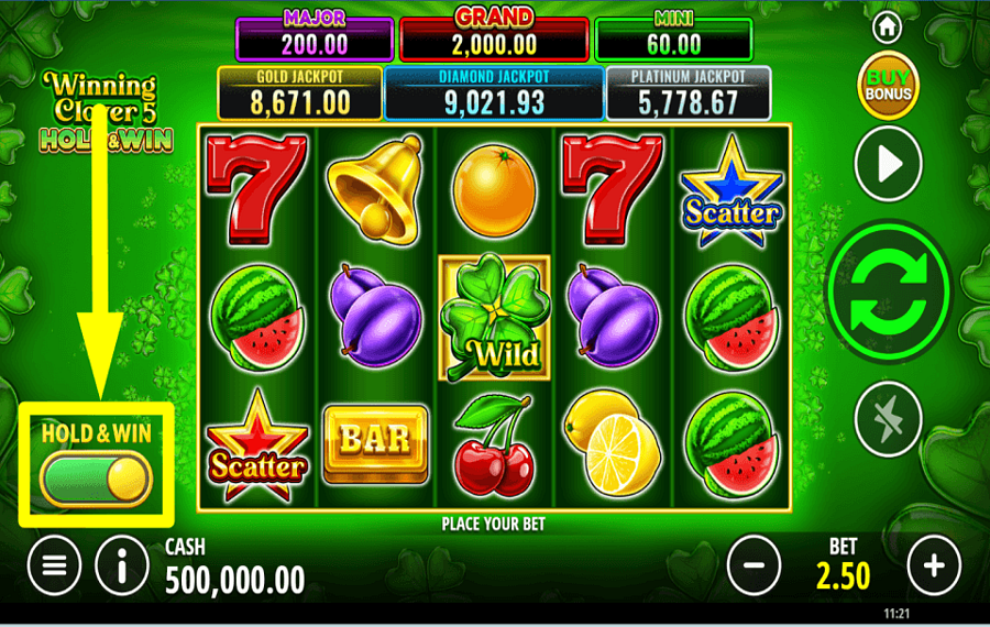 Winning Clover 5 Hold and Win AUMENTA LAS PROBABILIDADES.