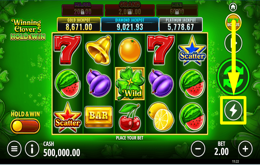 Winning Clover 5 Hold and Win ACTIVAR EL MODO TURBO.