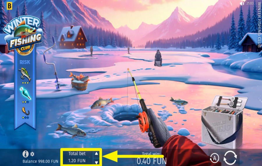 Winter Fishing Club SELECT YOUR BET AMOUNT.