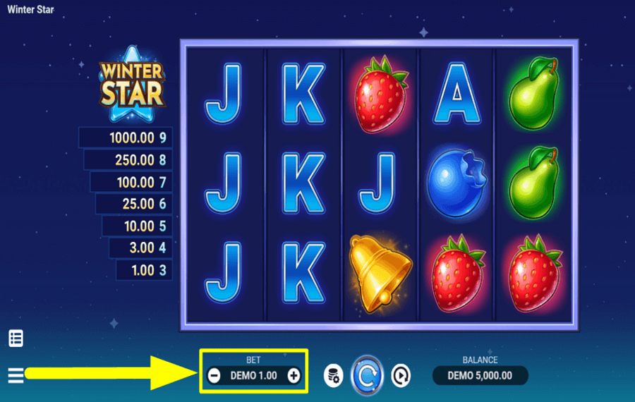 Winter Star WÄHLEN SIE DEN EINSATZWERT.