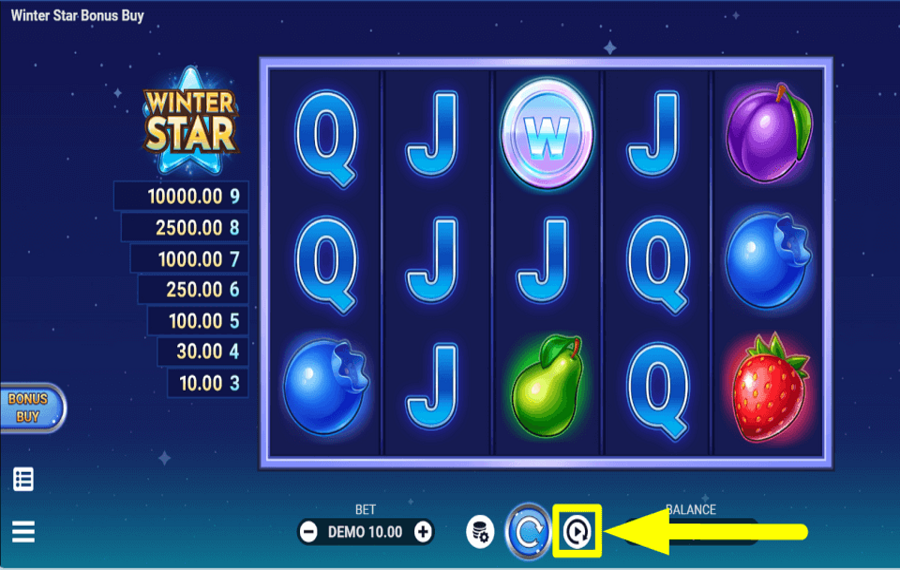Winter Star Bonus Buy CAST AUTOMATIC SPINS.