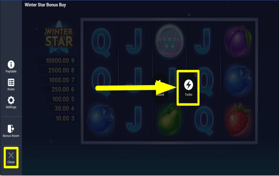 Winter Star Bonus Buy CONTROL SPIN SPEED.