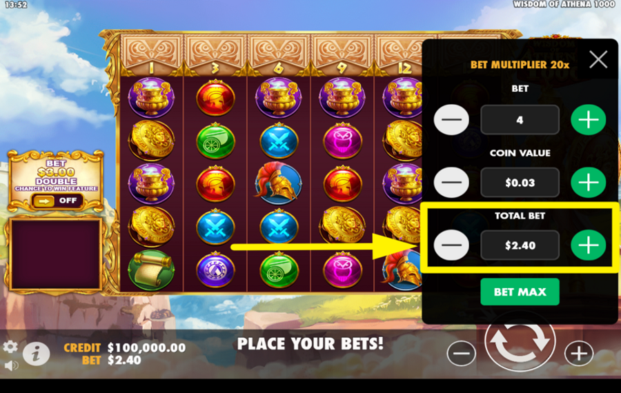 Wisdom of Athena 1000 AJUSTAR EL IMPORTE TOTAL DE LA APUESTA.