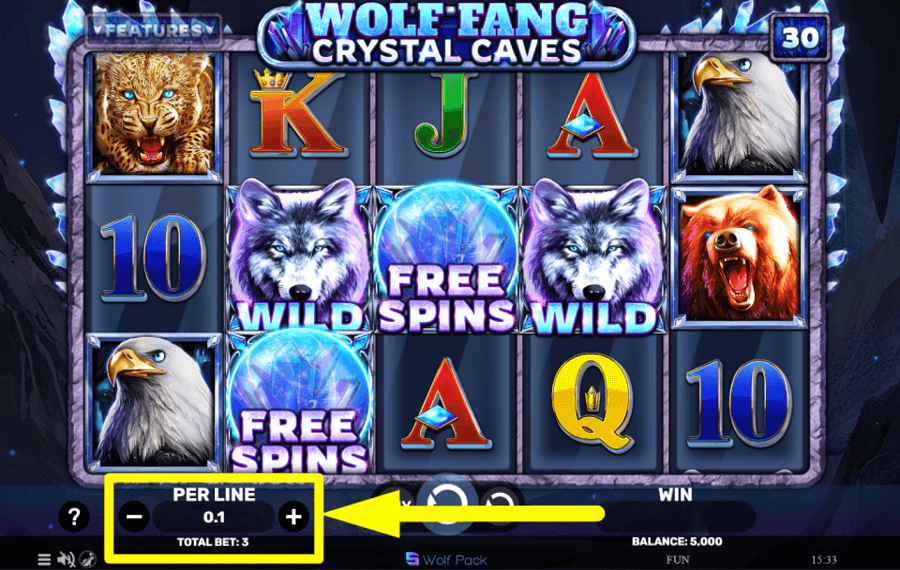 Wolf Fang Crystal Caves ATTRIBUER UN MONTANT DE PARI.