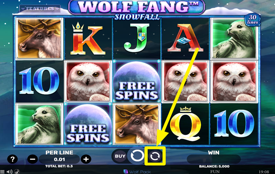 Wolf Fang Snowfall UTILIZZA LE SPIN AUTOMATIZZATE.