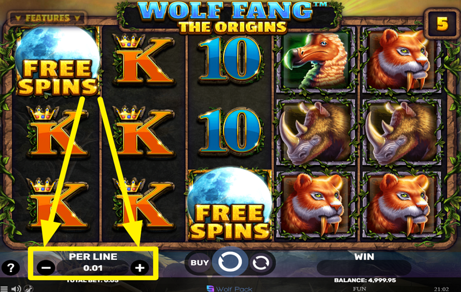 Wolf Fang The Origins ОПРЕДЕЛИТЕ РАЗМЕР СВОЕЙ СТАВКИ ПО КАЖДОЙ ЛИНИИ.