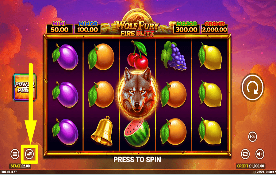Wolf Fury Fire Blitz SELECT YOUR WAGER.