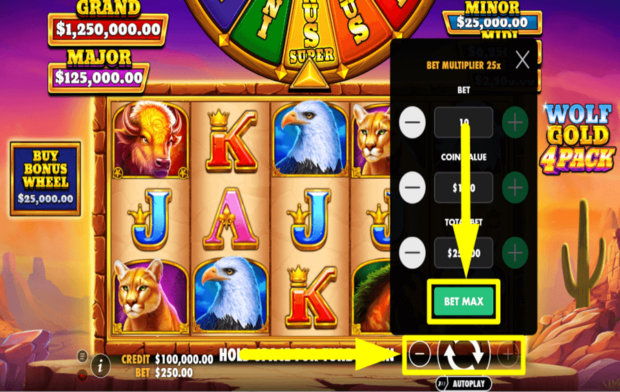 Wolf Gold 4 Pack APLICAR LA APUESTA MÁXIMA.