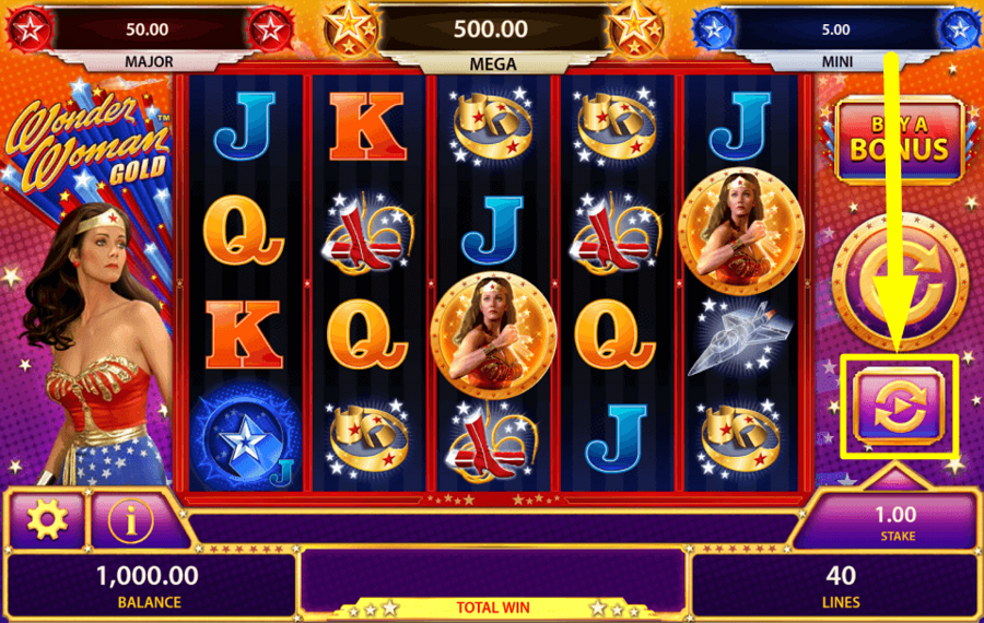 Wonder Woman Gold INIZIA I GIRI AUTOMATICI.