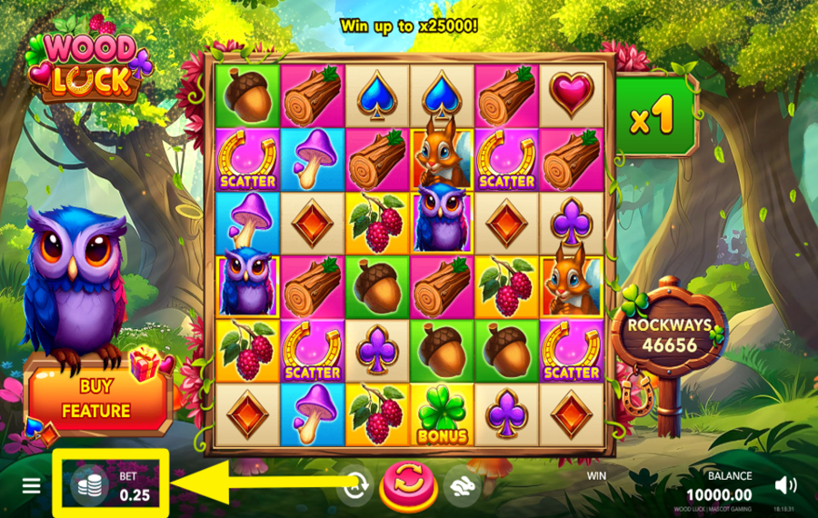 Wood Luck ВЫБЕРИТЕ ОБЩУЮ СТАВКУ.