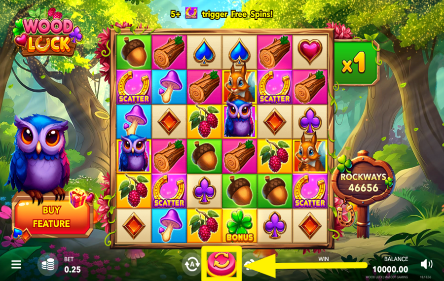 Wood Luck ВЫБЕРИТЕ ОБЩУЮ СТАВКУ.