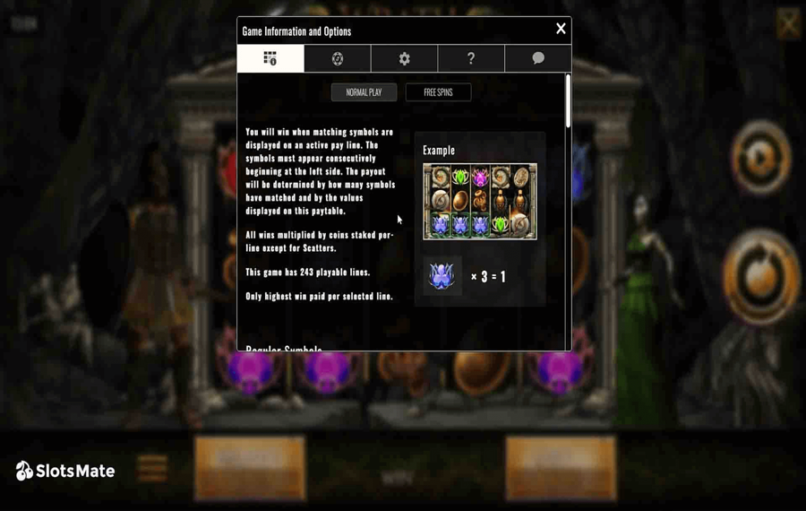 Wrath of Medusa Choose the paylines.