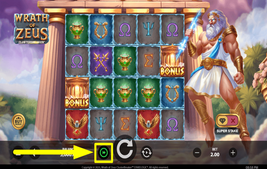 Wrath of Zeus Clusterbreaker BESCHLEUNIGEN SIE DAS SPIEL.